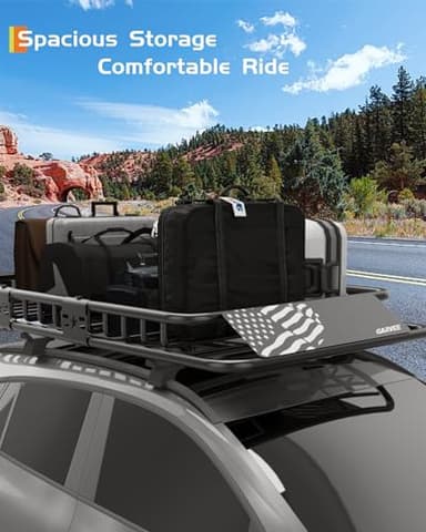 GarveeLife 46" x 36" Universal Roof Rack Carrier Basket, 200 Lbs Capacity Rooftop Cargo Rack, Car Top Luggage Holder Basket Heavy Duty for SUVs, Trucks, Vehicles - Image 6