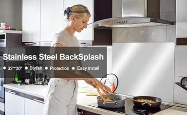 32" x 30" Thicken Heavy Range Hoods Stainless Steel Backsplash,Panel Splatter Guard for Stovetop,6 Pre Drilled Holes for Easy Installation,Keep the Walls Clean, Bright and Beautiful (32" x 30") - Image 6