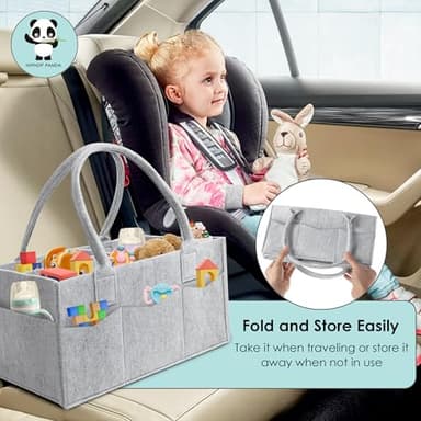 HIPHOP PANDA 2-Pack Diaper Caddy Organizer - Nursery Storage Bin & Car Organizer for Diapers, Wipes, and Baby Essentials - Dual-Color Solid Set (Grey/Oatmeal), Regular Size - Image 7