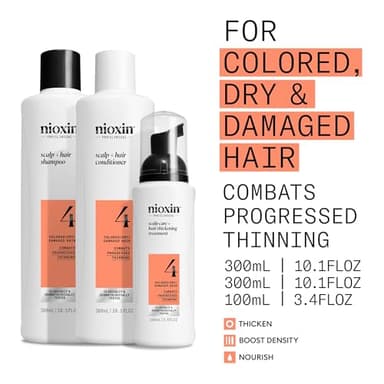 Nioxin Scalp + Hair Thickening System 4 |For Colored or Damaged Hair with Progressed Thinning| With Niacinamide and Biotin | Full Size| 3 Month Supply - Image 4