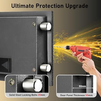 ISLANDSAFE Home Safe Box, Digital Small Personal Safes, caja fuerte, Security Money Closet Electronic Lock Box with Keypad for Pistol Cash Jewelry, Document, Hotel, Dorm, Office (0.8cuft Black) - Image 6