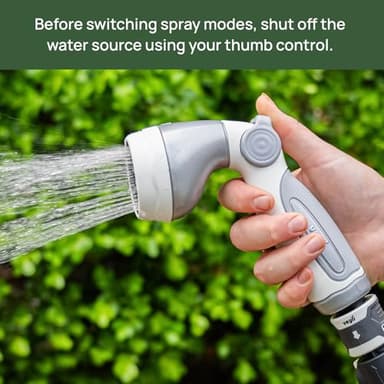 Garden Hose Nozzle - 9 Spray Patterns, Metal, Thumb Control, On/Off Valve, High Pressure Heavy Duty Water Hose Spray Nozzle for Gardening, Lawn Care, and Cleaning Tasks-Tidepool Blue - Image 5