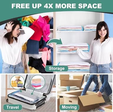 WTREE Vacuum Storage Bags, Space Saver Bags, Vacuum Sealed Bags for Comforters, Blankets, Clothes Storage, Hand Pump Included, 15-Large - Image 3