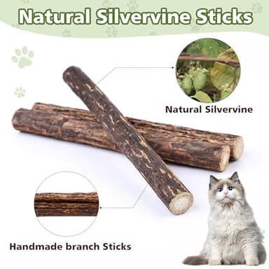 WOUSEDO 6 Pack Silvervine Sticks Cat Toy, Natural Chew Stick for Dental Care Teeth Cleaning,Matatabi Cat nip Treat Toys for Indoor Cats& Kittens - Image 3