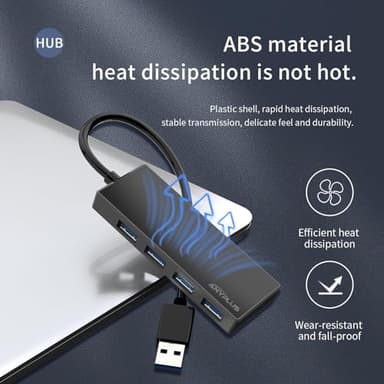 ANYPLUS USB 3.0 Hub, 4 Port USB Hub Splitter,Portable USB Adapter Mini Multiport Expander for Desktop, Laptop, Xbox, Flash Drive, HDD, Console, Printer, PC, Keyboards, HP, Dell - Image 2