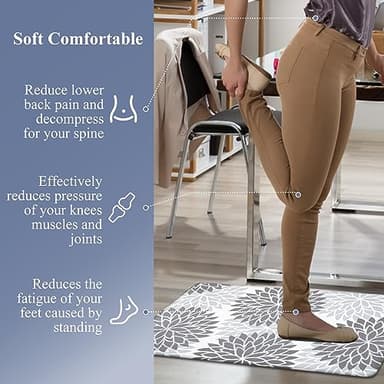 HEBE Anti Fatigue Kitchen Rug Sets 2 Piece Non Slip Kitchen Mats for Floor Cushioned Kitchen Rugs and Mats Waterproof Comfort Standing Mat Runner for Kitchen,Home Office,Sink,Laundry - Image 7