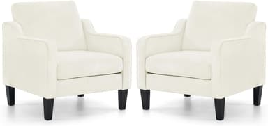 VINGLI Mid Century Modern Accent Chairs Set of 2, Comfy Armchair Chenille Sofa Upholstered Side Reading Chair for Living Room, Bedroom, Play Room, Apartment, Office - Image 2