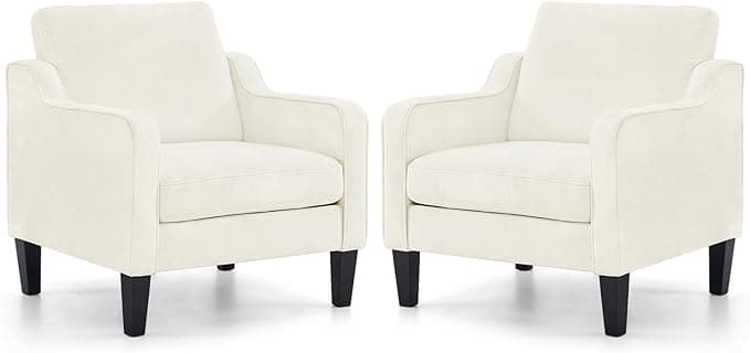 VINGLI Mid Century Modern Accent Chairs Set of 2, Comfy Armchair Chenille Sofa Upholstered Side Reading Chair for Living Room, Bedroom, Play Room, Apartment, Office - Image 1
