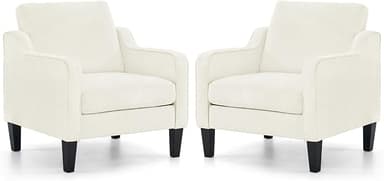VINGLI Mid Century Modern Accent Chairs Set of 2, Comfy Armchair Chenille Sofa Upholstered Side Reading Chair for Living Room, Bedroom, Play Room, Apartment, Office - Image 1