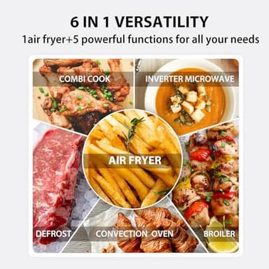 TOSHIBA Inverter Countertop Microwave Oven Air Fryer Combo MASTER Series, Broil, Convection, Speedy Combi, Even Defrost 11.3'' Turntable Sound On/Off, 27 Auto Menu&47 Recipes - Image 3