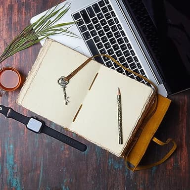 LEATHER VILLAGE Vintage Leather Journal – 200 Handmade Vintage Deckle Edge Paper – Leather bound Journal For Women Men – Vintage Key Closure - Book of Shadows - Cappuccino Brown - 13X8 inches - Image 5