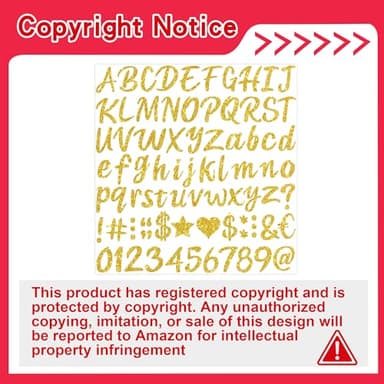 Letter Stickers, 664 Pcs Gold Sticker Letters for Graduation Cap Decoration, Glitter Self-Adhesive Alphabet Number Stickers for Scrapbook Water Bottles Cup DIY Crafts Posters Bulletin Boards(8, Gold) - Image 2