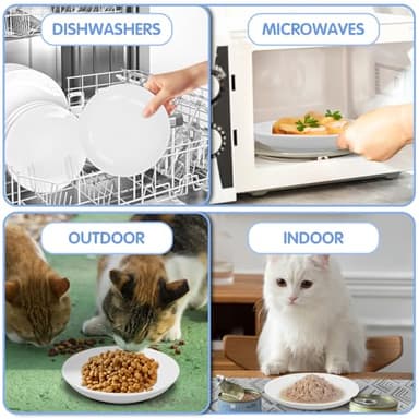 6 Pack Cat Food Bowl, Ceramic Cat Bowls, Anti Whisker Fatigue Cats Bowl,5.5 Inches Shallow Wide Kitten Plates for Food and Water (White) - Image 7