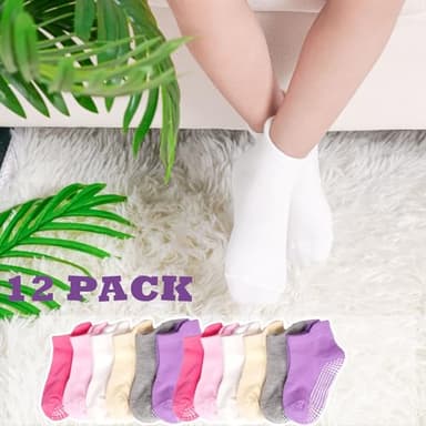SkiBeaut Toddler Girl Socks 12 Pairs Ankle Boy Non Slip Skid Girls Boys Grips Low Cut Toddlers Socks for 1-3 Years Children - Image 7