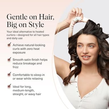 Kitsch Satin Heatless Curling Set – Heatless Curls Overnight with 34" Hair Curler & 2 Satin Scrunchies – Comfortable Hair Curlers to Sleep In for Frizz-Free, No Heat Damage Styling - Sunset Tie Dye - Image 3