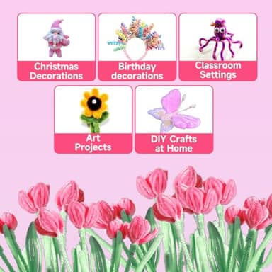 Pipe Cleaners, 300pcs 20 Colors, Craft Supplies, Pipe Cleaner Chenille Stems, Craft Pipe Cleaners, RED BLUE GREEN BLACK ORANGE YELLOW PINK - Image 3