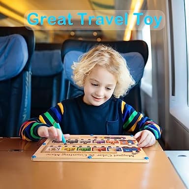 Magnetic Color and Number Maze Board Wooden Montessori Fine Motor Skills Toys for 3 4 Year Old Preschool Learning Activities Classroom Must Haves Sorting Travel Toys for Toddlers Boys Girls - Image 4