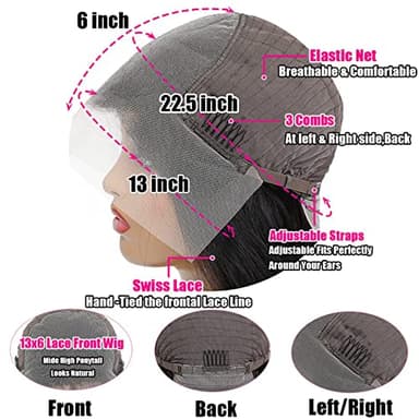 13x6 Lace Front Wigs Human Hair Pre Plucked 180 Density 26 Inch HD Body Wave Lace Front Wigs Human Hair 10A Frontal Wigs Human Hair wigs for Women Glueless Wigs Human Hair Pre Plucked Black wig - Image 5