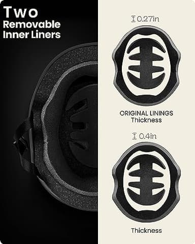 OutdoorMaster Skateboard Cycling Helmet-Beetles Snug,Bike Helmet for Adults, Youth & Kids-Two Removable Liners Ventilation Multi-Sport Commuter Scooter Roller Skate Inline Skating Longboard - Image 3