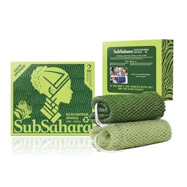 SubSahara Authentic African Net Sponge - 2 Pieces Exfoliating Scrubber for All Skin Types, Bath Sponge for Face & Body, Travel Portable, Durable, Gentle Exfoliation (Olive Green & Light Green) - Image 7