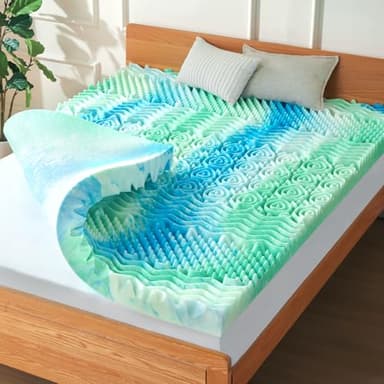 SOOSLEEPY 2 Inch 7-Zone King Memory Foam Mattress Topper Egg Crate Cooling Gel Infused Mattress Pad Bed Topper for Pressure Relief and Back Pain Soft & Breathable, CertiPUR-US Certified - Image 1