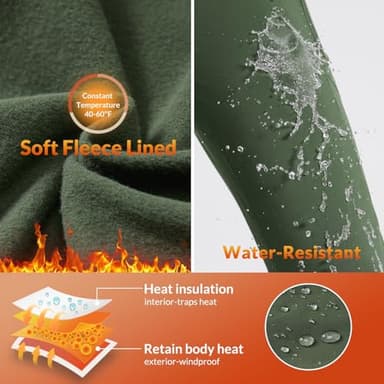 baleaf Women's Fleece Lined Leggings Water Resistant Winter Pants Thermal Warm Flare High Waist Bootcut for Outdoor Hiking Dark Army Green L - Image 3