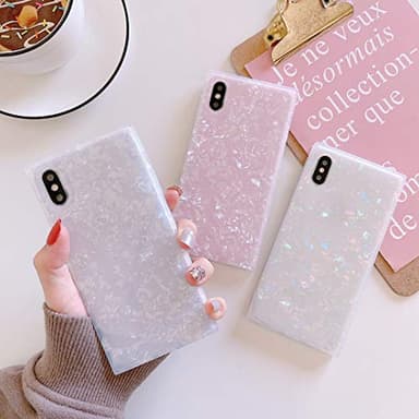 Cocomii - Rectangle Case Compatible with iPhone Xs/X - Opalescent Pearl, Glitter Sparkle, Glossy, Women Girls Men, Protective Phone Case for iPhone Xs/X 5.8 inch, White - Image 9