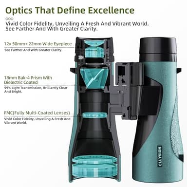 12X50 UHD Binoculars for Adults High Powered with Phone Adapter, Super Bright IPX7 Waterproof Binoculars with BAK4 Prisms, Professional Binocular for Hunting Bird Watching Stargazing Safari Travel - Image 4