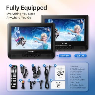 OTIC 10.1" Dual Car DVD Players Portable Screen Headrest Video Player with Remote, 5 Hours Rechargeable Battery, Last Memory, DVD Player for Car Support USB/SD Card - Image 8