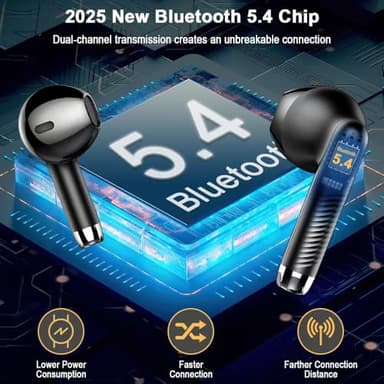 Wireless Earbuds, Bluetooth Headphones V5.4 Stereo Bass Ear Buds with ENC Noise Cancelling Mics,56H Bluetooth Earbuds with LED Display Charging Case, IP7 Waterproof Earphones for Android iOS【2025】 - Image 4