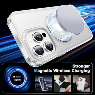 for iPhone 15 Pro Full Body Shockproof Case with Magnetic Invisible Stand [Compatible with MagSafe] Built-in Screen Protector Military Drop ProtectionTranslucent Phone Cover -White - Image 3