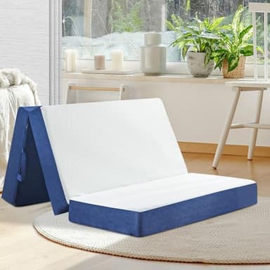 Folding Mattress Full Size,6 inch Memory Foam Tri Portable Trifold Mattress Topper Full with Breathable & Washable Cover, Foldable Guest Bed for Camping (52"×73"×6") - Image 1