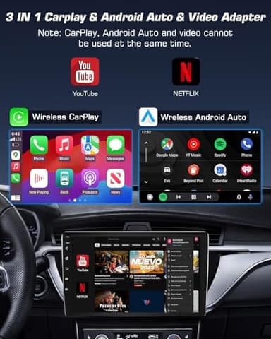 FSUM Wireless Carplay Adapter for iPhone with Netflix YouTube TF Card,Wireless AI Box Carplay Adapter & Android Auto Dongle Easy to Setup,Video Box Convert Wried to CarPlay Stream to Your Car - Image 2