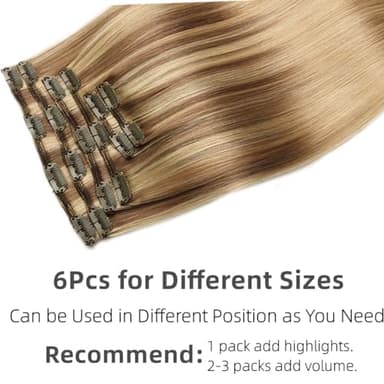 VINBAO Clip in Hair Extensions Human Remy Hair 20 Inch 6pcs 120g Balayage Light Brown to Caramel Blonde Hair Extensions Clip in Human Hair Extension(#10/16/16,20'') - Image 6