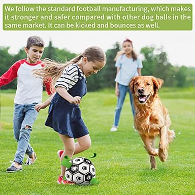 QDAN Dog Toys, Soccer Ball with Straps, World Cup Interactive Toys for Tug of War, Puppy Birthday Gifts, Water Toy, Durable Dog Balls for Medium Large (8 Inch) - Image 2