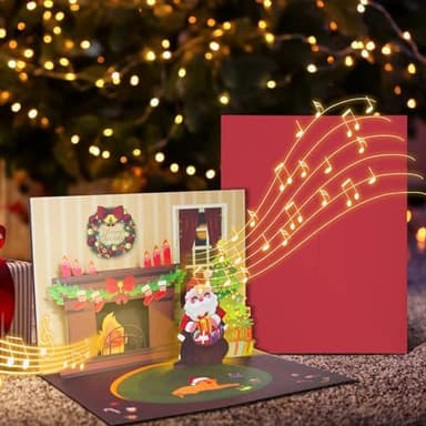XTF2015 Christmas Card 3D Pop Up Christmas Greeting Cards with Music, Lighting LED Greeting Gift Card Fireplace with Envelope for Women Men Kids Husband Wife Mom Dad Daughter - Image 7