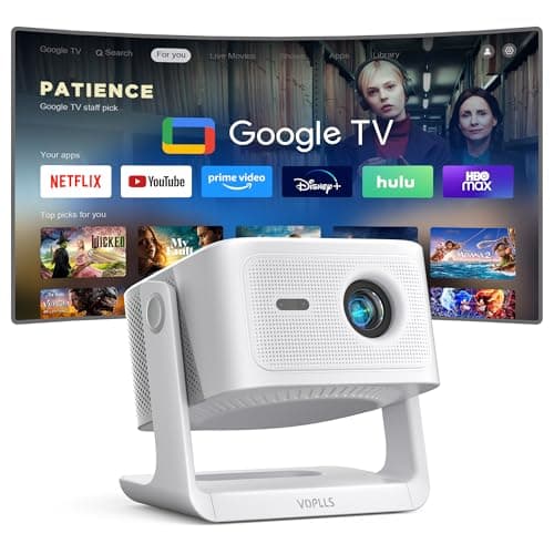 【Official Licensed Google TV/Netflix】4K Smart Projector with WiFi and Bluetooth, VOPLLS 2000 ANSI Outdoor Projectors with Dolby/Auto Focus, Portable Movie Phone Gaming Wifi Proyector for Bedroom/Home