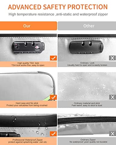 Noiposi Document Organizer with Lock,16.1"x11.4"x4.3" Waterproof and Fireproof Document Box,Portable Home Travel Safe Storage Box for Important Documents,File and Birth Certificate,Silver - Image 5