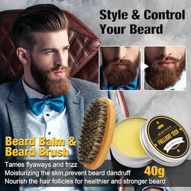 Beard Kit for Men Grooming & Care W/3 Pack Beard Oil, Wash, Balm, Comb, Brush, Scissors,Anniversary Valentines Birthday Fathers Gifts Idea for Husband Him Boyfriend Dad Men Christmas Stocking Stuffers - Image 5