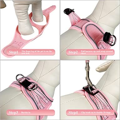 YIMEIS Dog Harness and Leash Set, No Pull Soft Mesh Pet Harness, Reflective Adjustable Puppy Vest for Small Medium Large Dogs, Cats (Pink, X-Small (Pack of 1) - Image 4