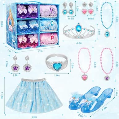 LJZJ Princess Dress Up Toys & Jewelry Boutique, Costumes Set incl Color Skirts, Shoes, Crowns, Accessories, Girls Role Play Gift for 3 4 5 6 Year old Girl Toddler ​B-day Party Favors - Image 6