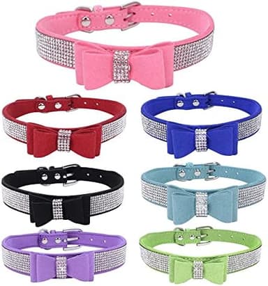 Extra Small Dog Collar with Bowtie，Rhinestone Bling Diamond Sparkly Crystal Jewel Cute Adjustable for Small Medium Large Girl Puppy Cat Collars Female Pet Kitten,Black XS - Image 6