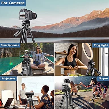 UBeesize 67” Camera Tripod with Travel Bag, Cell Phone Tripod with Bluetooth Remote and Phone Holder, Compatible with All Cameras, Cell Phones, Projector, Webcam, Spotting Scopes - Image 6