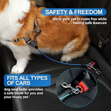 Dog Seat Belt Harness for Car,2pcs Dog Seatbelt of Coated Wire Leash Safety Restraint,No Chew Tether Cable Vehicle Dogs Accessories,Double Clips & Latch (2 Pack Black, 32 inch/80 CM) - Image 3