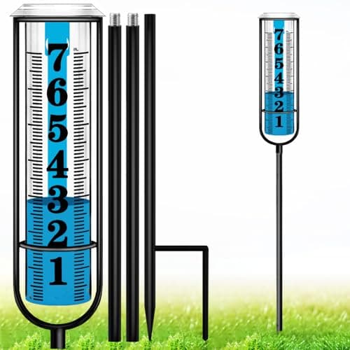 Rain Gauge Outdoor, Upgraded Accurate Rain Gauges Outdoors Best Rated, Freeze Proof Thickened Transparent Plastic Rain Measure Gauge for Yard, Adjustable Height Large Rain Measuring Tool for Garden - Image 1
