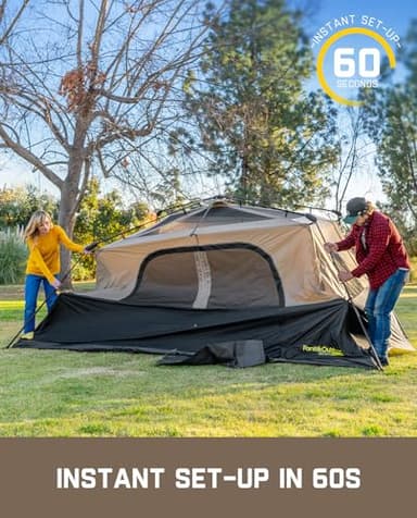 FanttikOutdoor Zeta C8 Pro Camping Tent 8 Person Instant Cabin Tent Setup in 60 Seconds with Rainfly & Windproof Portable with Carry Bag for Family Camping & Hiking, Khaki - Image 3
