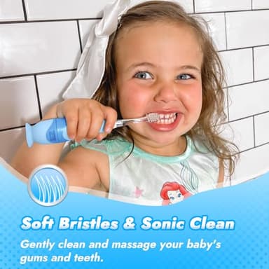Papablic Toddler Sonic Electric Kids Toothbrush for Ages 1-3 Years, Baby Electric Toothbrush with Cute Penguin Cover and Smart LED Timer, 2 Brush Heads (Pippin) - Image 4
