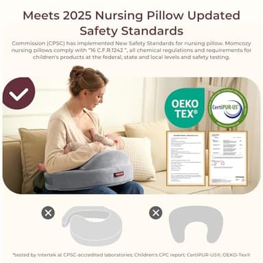 Momcozy Innovative Safety Fence Nursing Pillow - Firm & Springy Memory Foam - Stable, Ergonomic Support & Comfort - Wider Breastfeeding Cushion, Adjustable, Removable Cover, Baby Safety Certified - Image 2