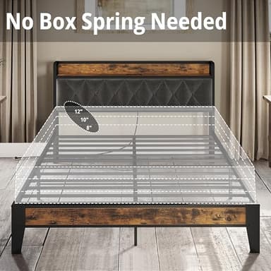 ANCTOR Queen Bed Frame, Storage Headboard with Outlets, Easy to Install, Sturdy and Stable, No Noise, No Box Springs Needed - Image 6