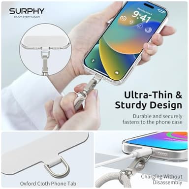 SURPHY Phone Lanyard, Adjustable Phone Strap Crossbody with 2 Pack Cell Phone Tether Tab, Premium Metal Buckles, Skin-Friendly, Universal Cell Phone Lanyard Crossbody for Women and Men, Stone - Image 4